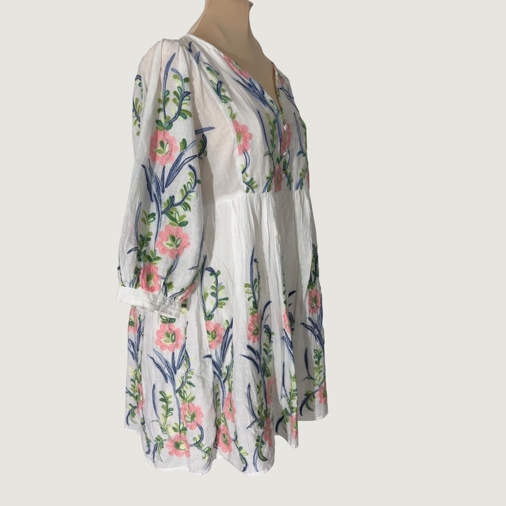 3294 | Hayden Los Angeles White Floral Embroidered Gauzy Mini Dress Womens Small - Picture 2 of 10